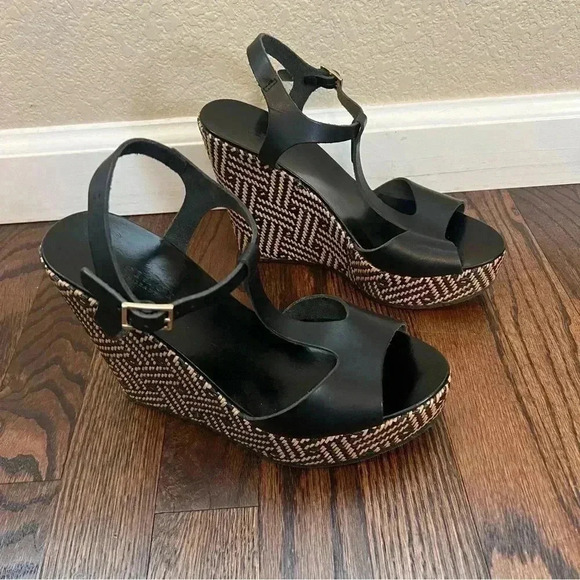 MI PIACI Heeled Sandals Peep Toe Women Size 38 US 7 Black Leather Made In Italy - Picture 14 of 16